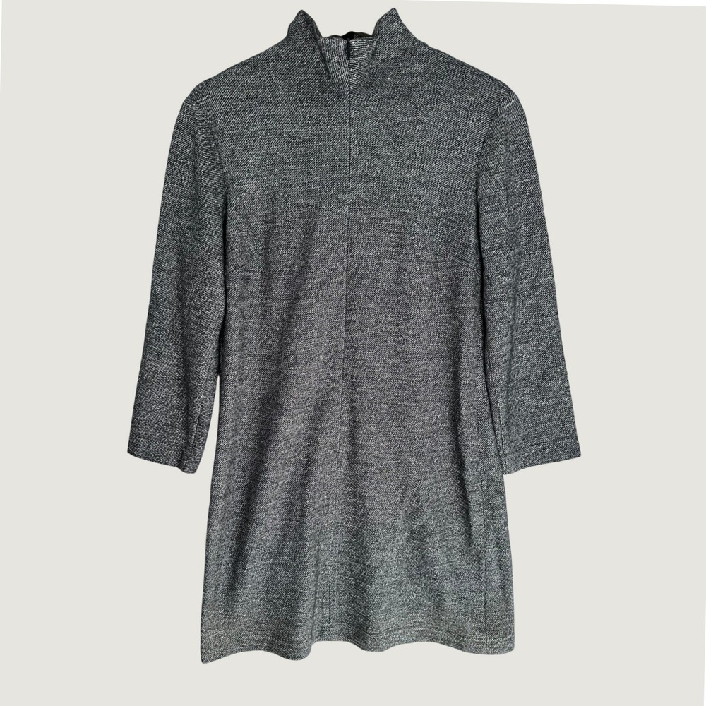 VTG Trixi Schober Wool Blend Zip Up Shift Dress Women 8 Mock Neck Tweed Coquette